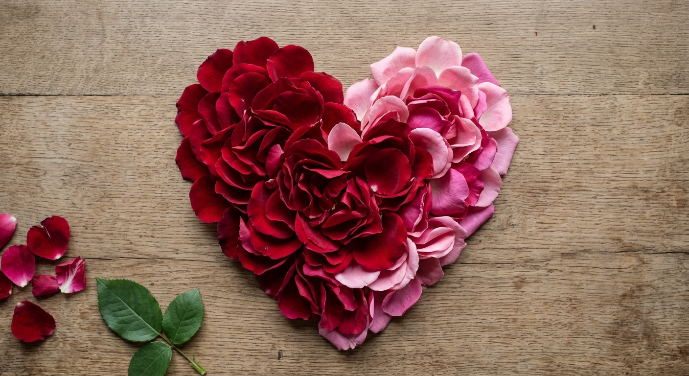 Herz aus Rosenblättern